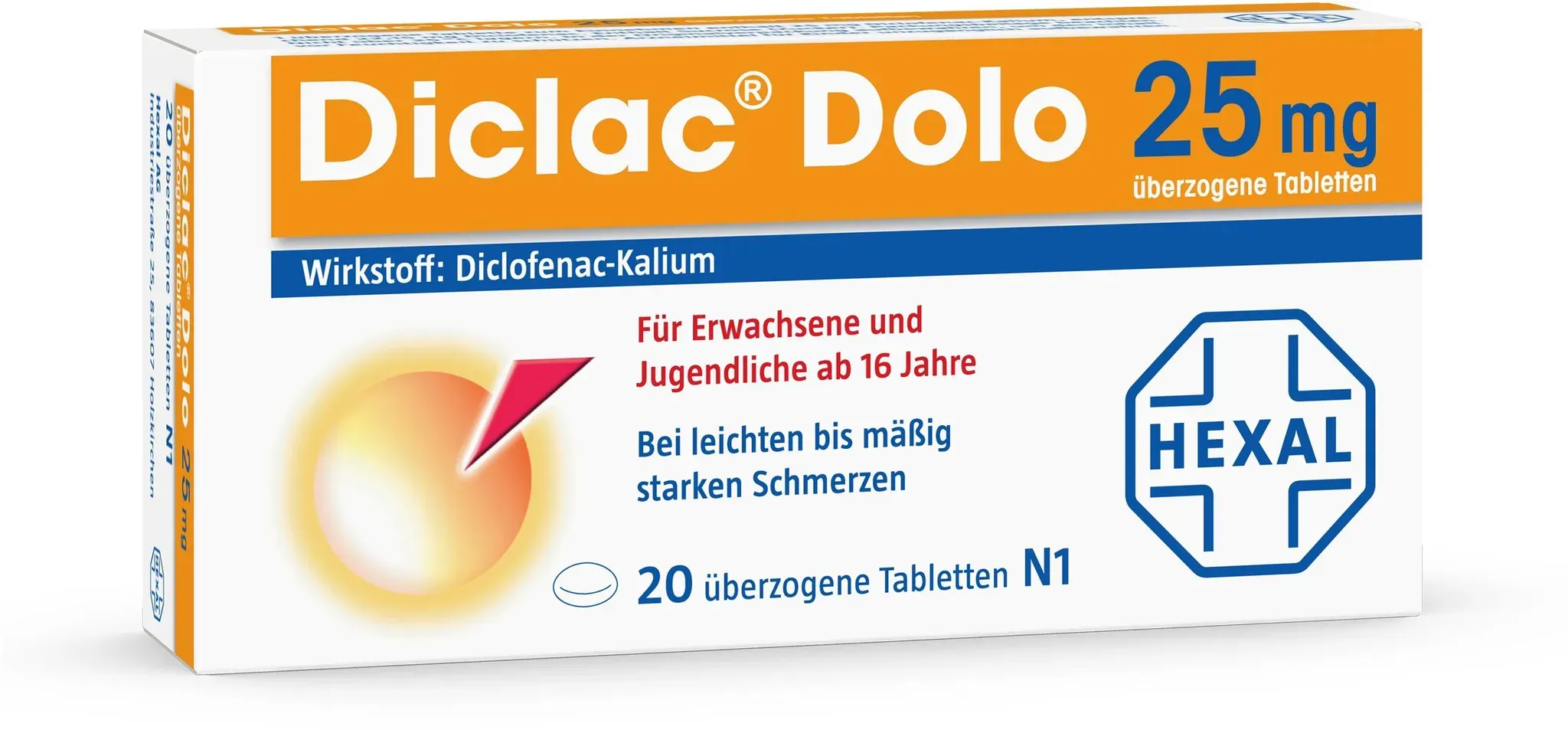 Diclac Dolo 25mg Überzogene Tabl. 20 ST