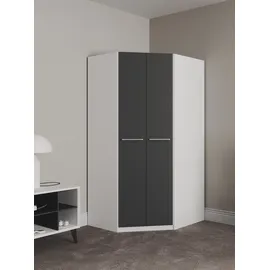 Priess Eckkleiderschrank PRIESS "Barcelona Kleiderschrank Ecklösung Raumwunder", schwarz-weiß (weiß, schwarz), B:95cm H:193cm T:95cm, Holzwerkstoff, Schränke, Eckkleiderschrank, in 2 Tiefen Schrank Eckschrank Garderobe