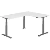 bümö Eckschreibtisch elektrisch höhenverstellbar Weiß / Graphit