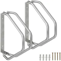 Relaxdays Fahrradständer 2er Set Wandmontage schwenkbar Silber