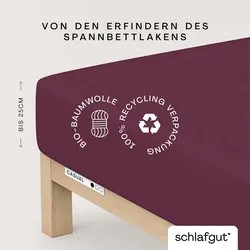 Schlafgut Spannbettlaken »CASUAL u.a. in Gr. 90x200, 140x200 oder 180x200 cm, 100% Bio-Baumwolle«, Bettlaken für Matratzen bis 25 cm Höhe, zuverlässig, langlebig, weich, 75375317-0 purple deep 1 St.