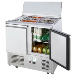 ICE-A-COOL 2 türige Saladette mit Schiebedeckel, Kapazität 300 L, automatische Abtaufunktion