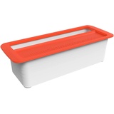 Rotho Memory Microwave Pastakocher 1.8l mit Deckel für die Mikrowelle, Kunststoff (PP) BPA-frei, rot/weiss, 1.8l (29.7 x 11.3 x 8.3 cm)