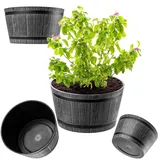 Kadax Blumentopf aus Kunststoff, runder Pflanzkübel, 40 cm, Dunkelgrau - KADAX