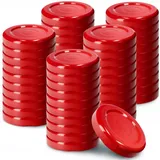 Kadax 50er Set Schraubdeckel TO43 für Gläser 43mm Rot – Twist-Off Ersatzdeckel für 40ml Mini Gläser & Probiergläser, Luftdicht & Spülmaschinenfest