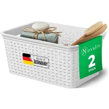 Novaliv Aufbewahrungskorb Rattan 2 Stück 5L 37 x 22 x 20 cm weiß