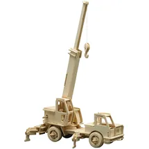Peter Bausch GmbH & Co. KG Pebaro 863/4 Holzbausatz Kranwagen, 3D Puzzle Baufahrzeug, Modellbausatz, Basteln mit Holz, Holzpuzzle, Bastelset, vorgestanzte Holzplatte, ausbrechen, zusammenstecken,
