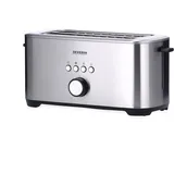 SEVERIN AT 2512 Langschlitztoaster mit Bagel-Funktion für einseitiges und energiesparendes Toasten, 1.400 W, 4 große Röstkammern und integrierter Brötchenaufsatz, Edelstahl Gebürstet