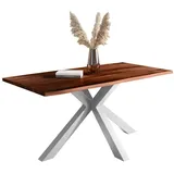 Baumkantentisch Akazie mit schwarzen Resin-Adern nussbaumfarben 140 x 80 cm Spid