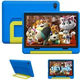 Vekoy Tablet Kinder 10 Zoll Android 14 HD-Display 1280 x 800 Akku 5000 mAh 8 + 64 GB erweiterbar auf 1TB Dual-Kamera 5 + 8 MP Schutzhülle + 3 DIY Aufkleber (Blau)