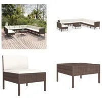 vidaXL 12 tlg. Garten Lounge Set mit Auflagen Poly Rattan Braun - Garten-Sofagarnitur - Garten-Sofagarnituren - Gartensofa-Set - Gartensofa-Sets - Braun