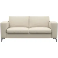 flexlux 2-Sitzer "Fiore", weiß (warm weiß), B:164cm H:85cm T:92cm, 100% Echteder, Sofas, breite Armlehnen, Kaltschaum, Füße Alu+schwarz