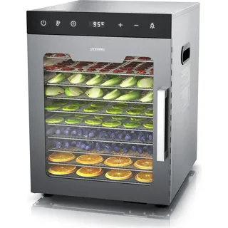 Arendo Dörrautomat Edelstahl, Temperaturregler 30° bis 90°C, Dörrgerät, Dehydrator, 800 W, 10 Etagen, Obst, Fisch, Fleisch Timer 0,5-24 Stunden