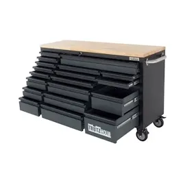Baumarktplus Werkstattwagen Deluxe XXL Anthrazit unbestückt 160 x 91 cm 20 Schubladen Werkbank Sideboard