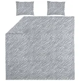 Meyco Home Zebra Bettwäsche Doppelbett (Baumwolle, atmungsaktives Material, einfache Pflege, perfekte Passform, praktischer Einschlagstreifen, Maße: 240 x 200/220 cm), Grau