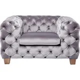 Kare Design Sessel Desire, silbergrau, XXL-Sessel, samt, Arm- und Rückenlehne, Knopfheftung, Velvet, 72x131x106cm (H/B/T)