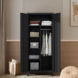 [en.casa] Kleiderschrank Hankasalmi 90 x 180 x 40 cm Schwarz