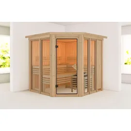 Karibu Sauna Airi Superior mit Eckeinstieg 68 mm Inkl. Dachkranz Ohne Ofen