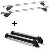 VDP Skiträger Silver Ice ausziehbar + Alu Dachträger RB003 kompatibel mit für Seat Alhambra III (5Türer) ab 2010
