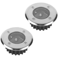 H4L Solarleuchte 2er Set Bodeneinbaustrahler 85x85mm rund Solarlampe Einbaustrahler