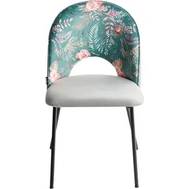 Beliani Esszimmerstuhl 2er Set Samtstoff Mintgrün Blumenmuster