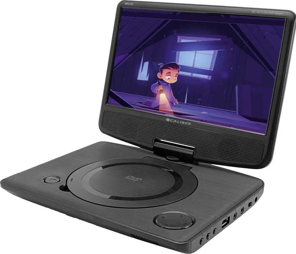Caliber Draagbare DVD Speler Auto - 10 Inch Scherm met USB en Accu - Koptelefoonaansluiting - Zwart, Bluray + DVD Player, Schwarz