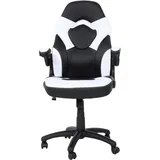 Mendler Bürostuhl HWC-K13, Drehstuhl Gamingstuhl, ergonomisch, verstellbare Armlehne, Kunstleder - schwarz-weiß