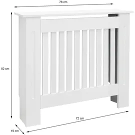 ECD Germany Heizkörperverkleidung Landhausstil 78x19x82 cm Weiß MDF lackiert