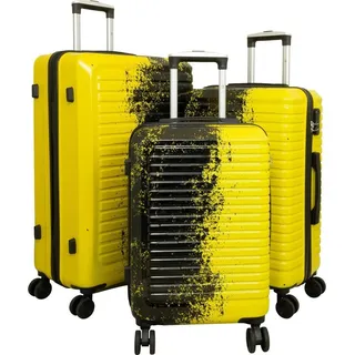 warenhandel könig Hartschalen Trolley Set mit Dehnfalte und tollem Farbdesign Sierra Gelb-Schwarz Gr. M, L und XL - Grau