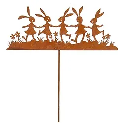Rost-Hasenfamilie aus Metall, 20 cm