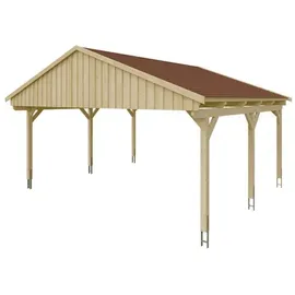 SKANHOLZ Doppelcarport Fichtelberg 6,18 x 5,66 m rot mit Pfostenanker