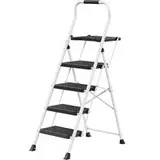 Trittleiter klappbar, 4-stufige Klappleiter aus Stahl, belastbar bis 150 kg
