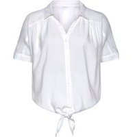 Buffalo Hemdbluse, mit Knotendetail, Kurzarmbluse, Hemdkragen, Basic, weiß