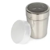 Tredoni 350ml Puder-/Pulverspender aus Edelstahl +Deckel, Smart Cap-Lock, Puderzucker/Mehl/Zimt/Kakao Staubwedelspender Shaker