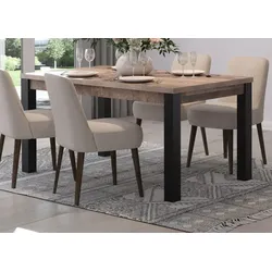 Esstisch "Emile" in Eiche Tabak und schwarz Küchentisch 160 x 90 cm