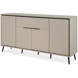 Furn.Design Sideboard sand, schwarz 175 cm mit Soft-Close-Funktion, Brebbia