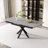 MODFU Esstisch 150/180x70x76cm automatisch ausziehbarer Esstisch, Schwarz und Grau - Grau