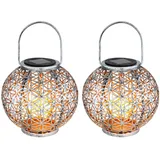 meineWunschleuchte 2er Set LED Solarlampen Laterne, Solarkugel für Solarbeleuchtung Garten Ø20cm