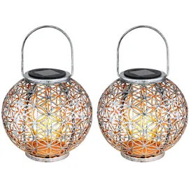 meineWunschleuchte 2er Set LED Solarlampen Laterne, Solarkugel für Solarbeleuchtung Garten Ø20cm