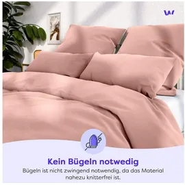 Wolkenfeld Bettwäsche »Allergiker Bettwäsche, unfassbar weich« 2 Stk. tlg. 135x200 cm, 155x220 & Übergrößen I inkl. Kissenbezüge 80x80 I Uni, 89571908-0 Rosa 1 Stk.