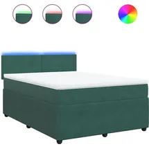 vidaXL Boxspringbett 140 x 200 cm Dunkelgrün