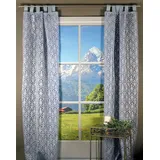 HOSSNER - ART OF HOME DECO Gardine "Blausee" Gr. 2, blau, B:105cm H:245cm, Baumwolle, Seide, Viskose, HOSSNER - ART OF HOME DECO, Gardinen, Gardine, Schlaufenschal mit floralem Muster