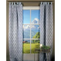 HOSSNER - ART OF HOME DECO Gardine "Blausee" Gr. 2, blau, B:105cm H:245cm, Baumwolle, Seide, Viskose, HOSSNER - ART OF HOME DECO, Gardinen, Gardine, Schlaufenschal mit floralem Muster