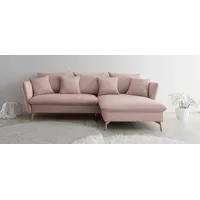 Andas Ecksofa »MERLE, 258 cm, L-Form, traumhafter Cord,«, mit Bettfunktion und Bettkasten, Liegefläche 224 x 139 rosa