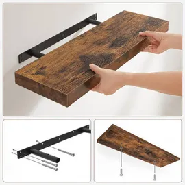 VASAGLE Wandregal 20 x 60 x 3,8 cm Vintagebraun