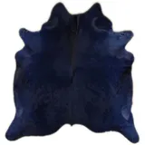 KUHFELL online & NOMAD Fellteppich Kuhfell Marine Blau Rinder Fell Teppich 190 x 190 cm