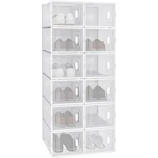 Woltu Schuhbox 50 x 111,5 x 35,5 cm weiß / transparent