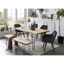Home Affaire Esstisch »Tristano«, Eiche massiv natur geölt, mit echter Baumkante beige