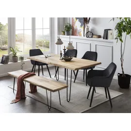 Home Affaire Esstisch »Tristano«, Eiche massiv natur geölt, mit echter Baumkante beige