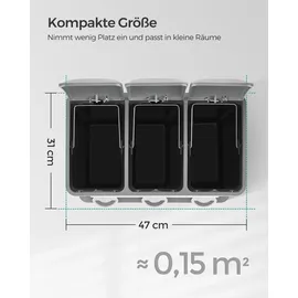 Songmics Mülleimer Küche 3 x 8 L, kleine Kapazität